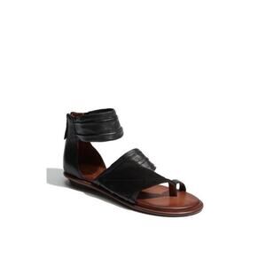 Naya Samara Sandals Ankle‎ Wrap Back Zipper Leather Black Womens Size 9W NWB